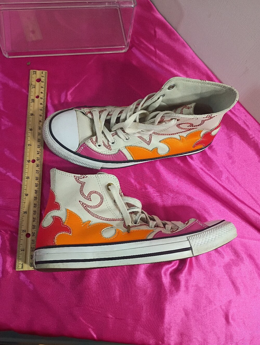 Converse Chuck Taylor Space Cowboy Woman's SZ 7.5 High Top Pink Orange Flame - Picture 8 of 9